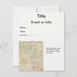 Upper Saranac Lake Detail from Old Topographic Map Invitation