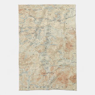 Upper Saranac Lake Detail from Old Topographic Map Tea Towel