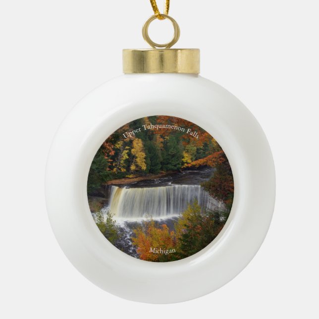 Upper Tahquamenon Falls ball or snowflake ornament (Front)