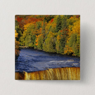 Upper Tahquamenon Falls in UP Michigan in 15 Cm Square Badge