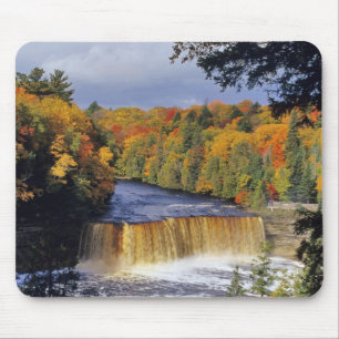 Upper Tahquamenon Falls in UP Michigan in autumn Mouse Mat