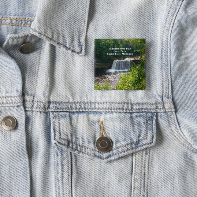 Upper Tahquamenon Falls State Park, MI 15 Cm Square Badge (In Situ)