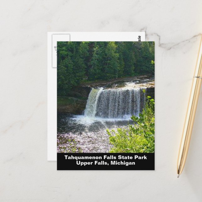 Upper Tahquamenon Falls State Park, MI Vertical Postcard (Front/Back In Situ)