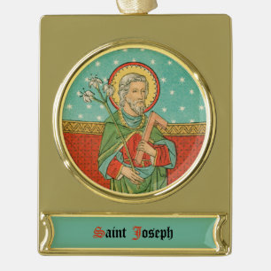 Upper Torso of St. Joseph (Detail; VVP 09) Ceramic Gold Plated Banner Ornament