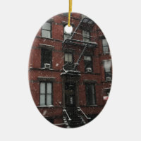 Upper West Side Brownstone Fire Escape NYC Snow