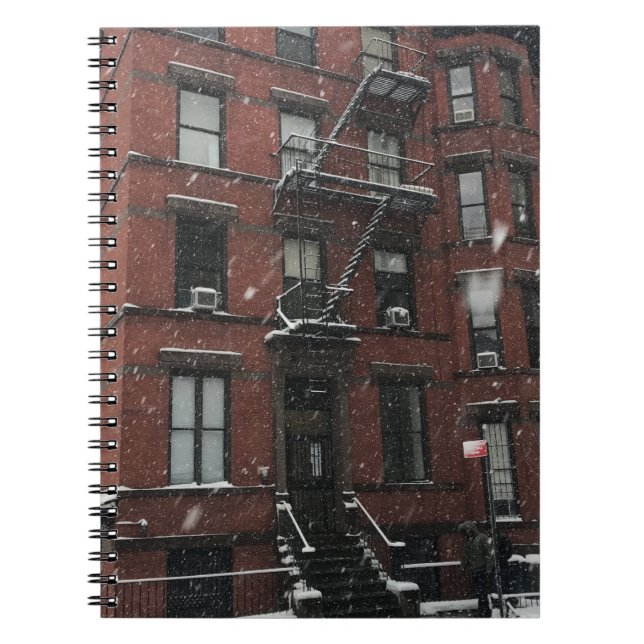 Upper West Side Brownstone Fire Escape NYC Snow Notebook (Front)