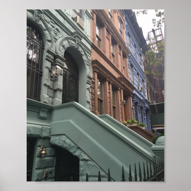 Upper West Side Brownstone Townhouses New York NYC Poster (Front)