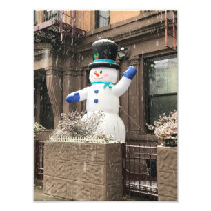 Upper West Side Snowman New York City NYC Snow Photo Print