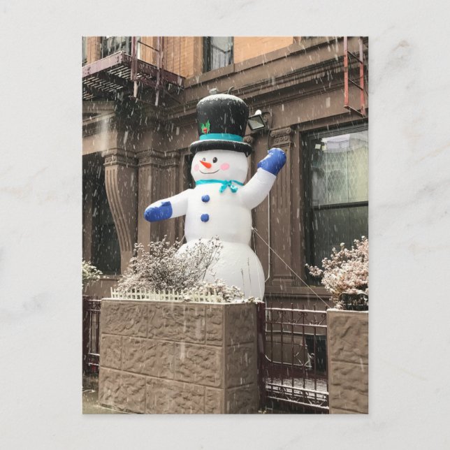 Upper West Side Snowman New York City NYC Snow Postcard (Front)