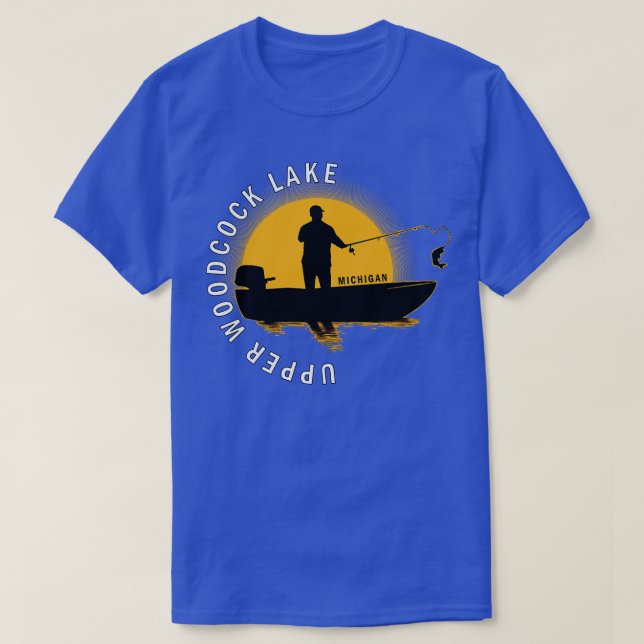 Upper WoodLake Fishing Michigan Sunrise T-Shirt (Design Front)