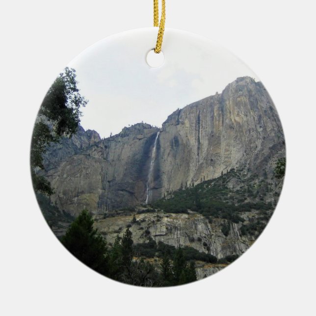 Upper Yosemite Falls, Yosemite National Park, CA Ceramic Tree Decoration (Front)