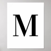 Uppercase Letter M Monogram Black and White