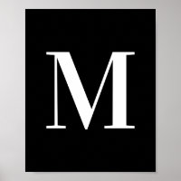 Uppercase Letter M Monogram White and Black