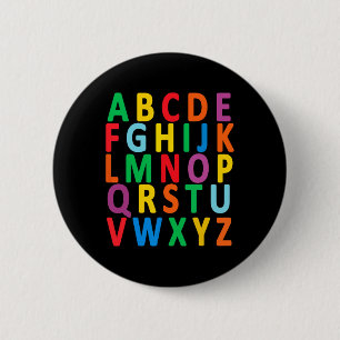 Uppercase Letters Alphabet Learn Abc Boy Girl Kids 6 Cm Round Badge