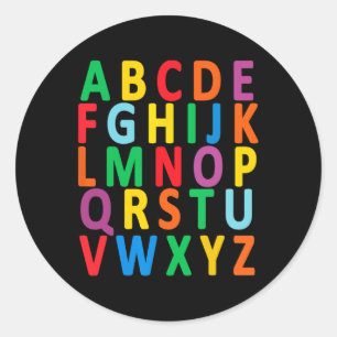 Uppercase Letters Alphabet Learn Abc Boy Girl Kids Classic Round Sticker