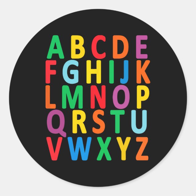 Uppercase Letters Alphabet Learn Abc Boy Girl Kids Classic Round Sticker (Front)