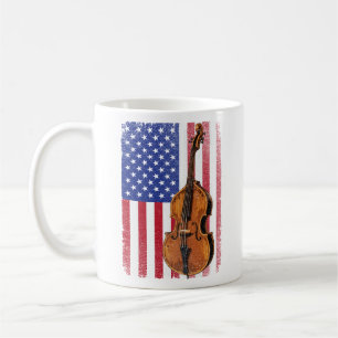 Upright Bass American Flag Patriotic Double Bass Coffee Mug