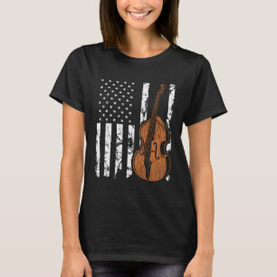 Upright Bass American Flag Patriotic Double Bass F T-Shirt