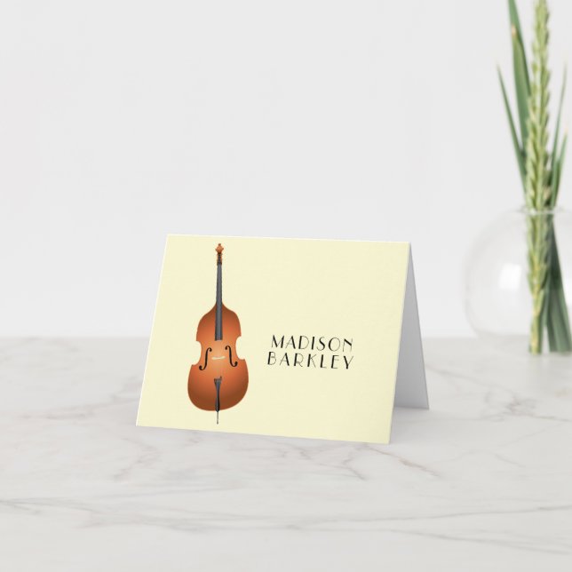 Upright Bass Musician Music Teacher Jazz Band Note Card (Front)