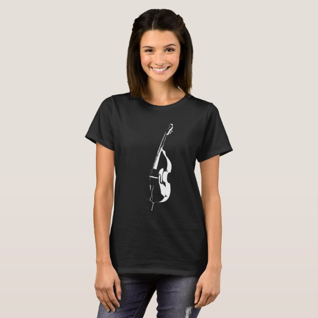 Upright Bass Silhouette T-shirt Black (Front Full)