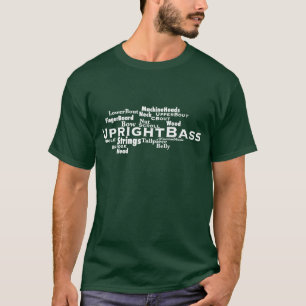 Upright Bass Word Cloud White Text T-Shirt