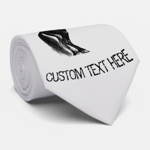 Upright Black Horse Neck Tie with Custom Text