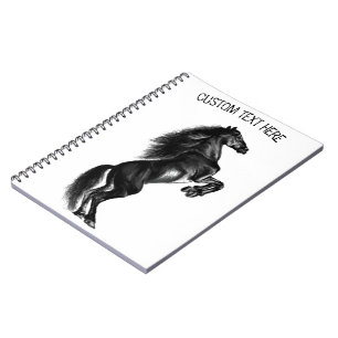 Upright Black Horse Notebook with Custom Text