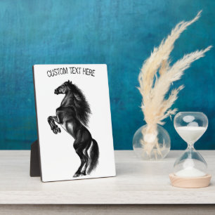 Upright Black Horse Plaque with Custom Text