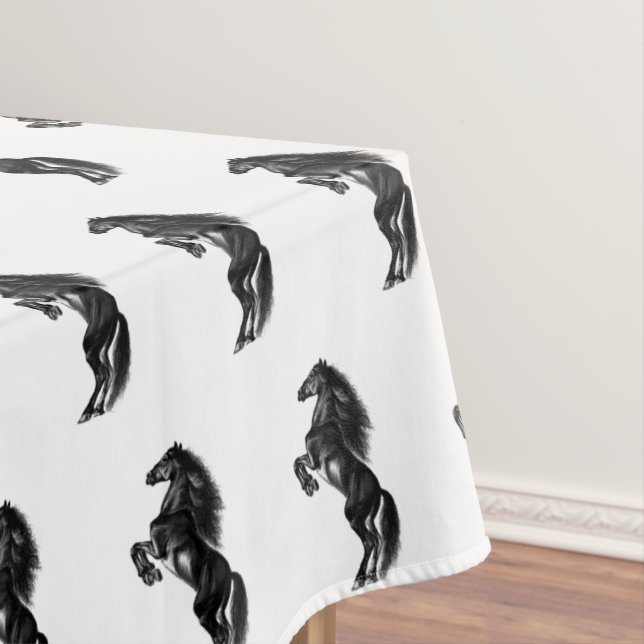 Upright Black Horse Tablecloth (In Situ)