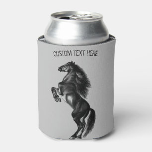 Upright Black Wild Horse - Black and White Draoler Can Cooler