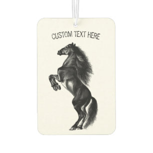 Upright Black Wild Horse - Black and White Drawing Car Air Freshener