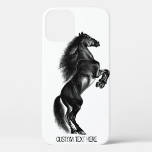 Upright Black Wild Horse - Black and White Drawing Case-Mate iPhone Case