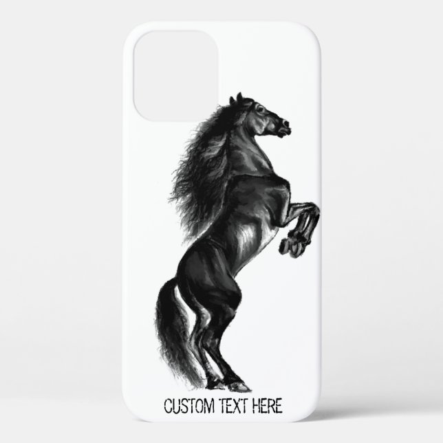 Upright Black Wild Horse - Black and White Drawing Case-Mate iPhone Case (Back)