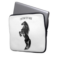 Upright Black Wild Horse - Black and White Drawing