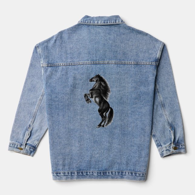 Upright Black Wild Horse Denim Jacket (Back)
