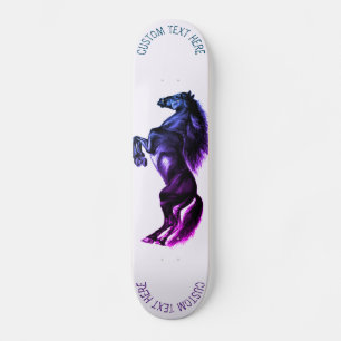 Upright Black Wild Horse Drawing - Add Text /Color Skateboard