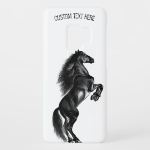 Upright Black Wild Horse - Drawing - Add Your Text Case-Mate Samsung Galaxy S9 Case