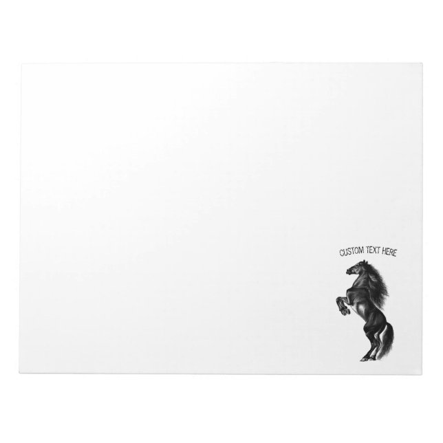 Upright Black Wild Horse - Drawing - Add Your Text Notepad (Front)