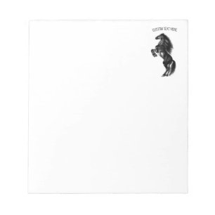 Upright Black Wild Horse - Drawing - Add Your Text Notepad