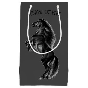 Upright Black Wild Horse Gift Bag with Custom Text