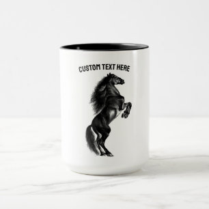 Upright Black Wild Horse Mug Your Text and Colours