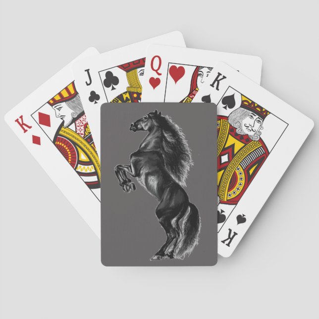 Upright Black Wild Horse Playing Cards (Back)