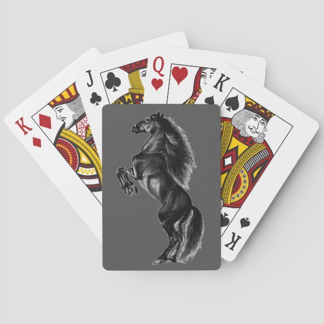 Upright Black Wild Horse Playing Cards Gift (Back)