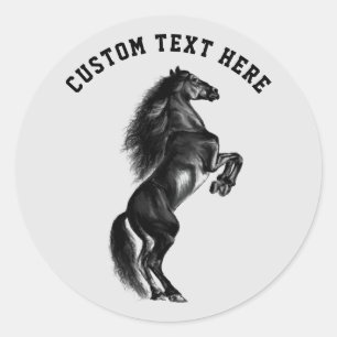 Upright Black Wild Horse Sticker Your Text Name
