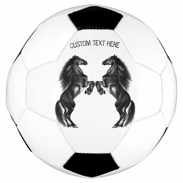 Upright Black Wild Horses - Add Your Text Football (Front)