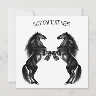 Upright Black Wild Horses Drawing - Add Your Text