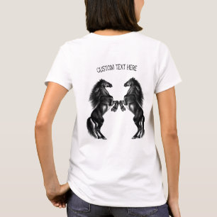 Upright Black Wild Horses T-Shirt with Custom Text