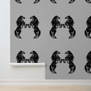 Upright Black Wild Horses Wallpaper