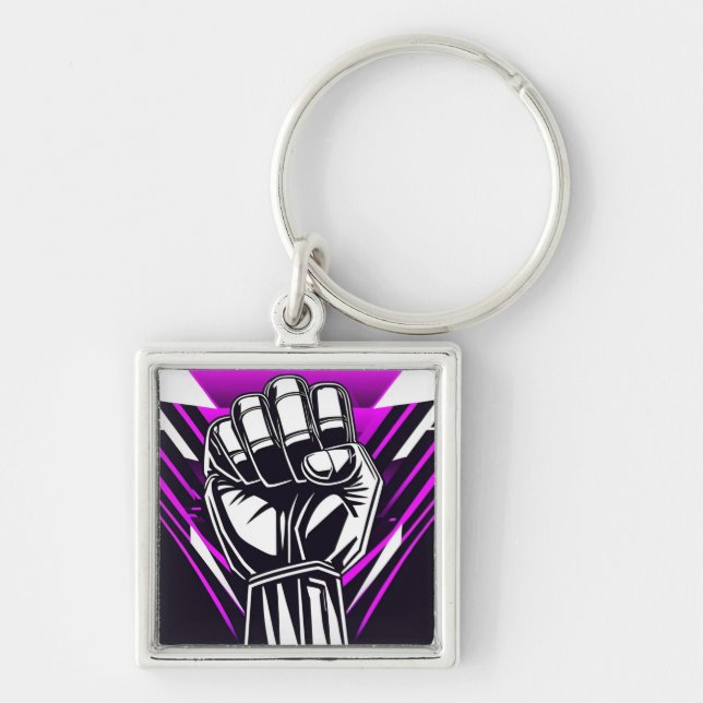 UPRIGHT FIST Comic-scope Key Ring (Front)