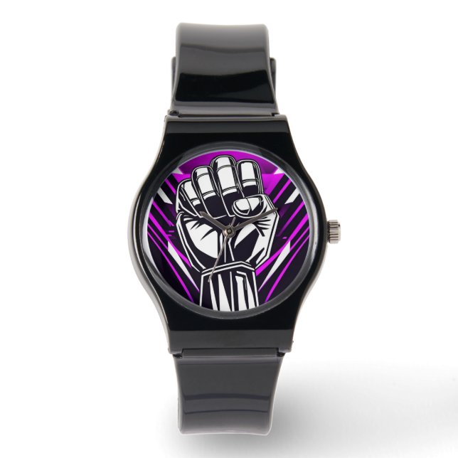 UPRIGHT FIST Comic-scope Silicone Strap Unisex Watch (Front)